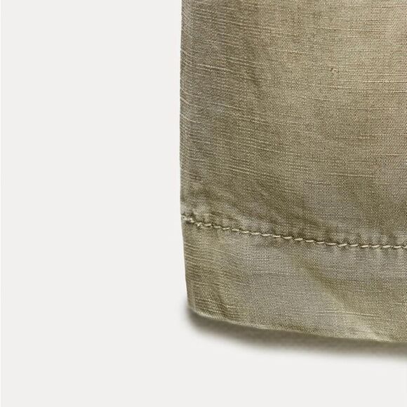 NWT ZARA ZW COLLECTION PAJAMA PANTS LIGHT KHAKI GREEN SMALL - Picture 10 of 16